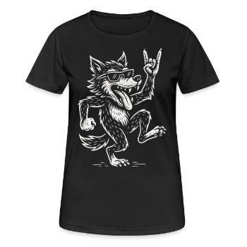 Metal Musik Rock Musik Funny Wolf - Frauen T-Shirt atmungsaktiv - Schwarz - Vorne - AI Model Female 172 light (172cm)