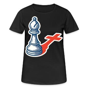 Chess Player Funny Bishop Shadow Design - Women's Breathable T-Shirt - black - Front - AI Model Female 172 light (172cm)