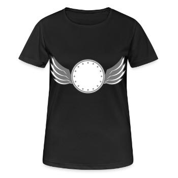 sterne kreis rahmen rund fluegel ring schild wappe - Frauen T-Shirt atmungsaktiv - Schwarz - Vorne - AI Model Female 172 light (172cm)