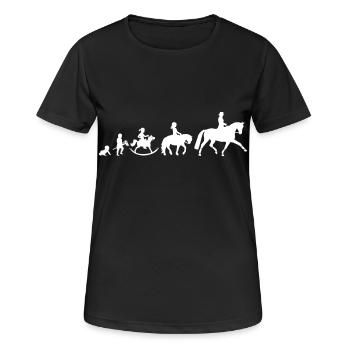 Evolution Girls Dressurreiten - Farbwechsel - Frauen T-Shirt atmungsaktiv - Schwarz - Vorne - AI Model Female 172 light (172cm)