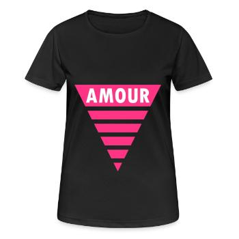 Amour im Dreieck (geteiltes Dreieck) - Frauen T-Shirt atmungsaktiv - Schwarz - Vorne - AI Model Female 172 light (172cm)