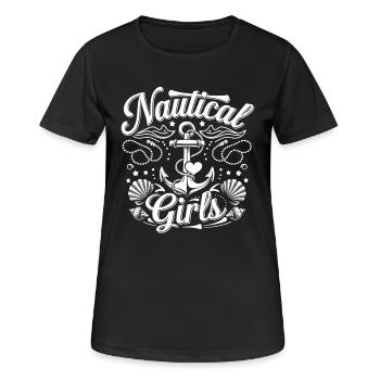 Nautical Girls | Bachelor Party Maritime & Anchor Look - Women's Breathable T-Shirt - black - Front - AI Model Female 172 light (172cm)