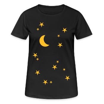 Ciel nocturne avec lune et étoiles - T-shirt respirant Femme - noir - Devant - AI Model Female 172 light (172cm)