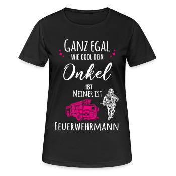 Mein Onkel ist Feuerwehrmann - Frauen T-Shirt atmungsaktiv - Schwarz - Vorne - AI Model Female 172 light (172cm)
