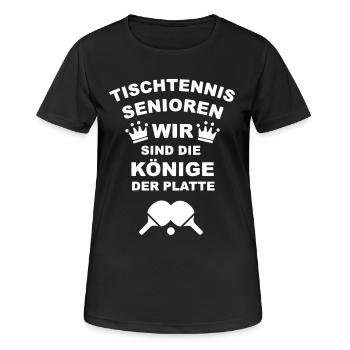 Tischtennis Senioren - Frauen T-Shirt atmungsaktiv - Schwarz - Vorne - AI Model Female 172 light (172cm)
