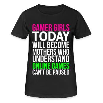 Online Games Funny Gamer Girls T-shirt - Women's Breathable T-Shirt - black - Front - AI Model Female 172 light (172cm)
