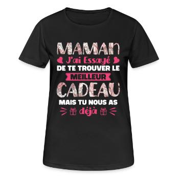 Idée Cadeau Fête Des Mères Original Pour Maman - T-shirt respirant Femme - noir - Devant - AI Model Female 172 light (172cm)
