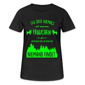 Unser Frauchen - Frauen T-Shirt atmungsaktiv - Schwarz - Vorne - AI Model Female 172 light (172cm)