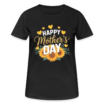 Happy Mother’s Day Sunflower Hearts Design - T-shirt respirant Femme - noir - Devant - AI Model Female 172 light (172cm)