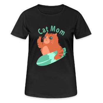 Chat fan de chat chat maman cadeau Mamas chats maman - T-shirt respirant Femme - noir - Devant - AI Model Female 172 light (172cm)