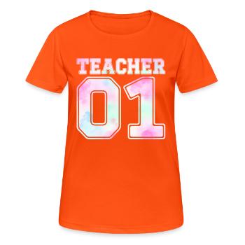 Teacher 01 - Frauen T-Shirt atmungsaktiv - Neonorange - Vorne - AI Model Female 172 dark (172cm)