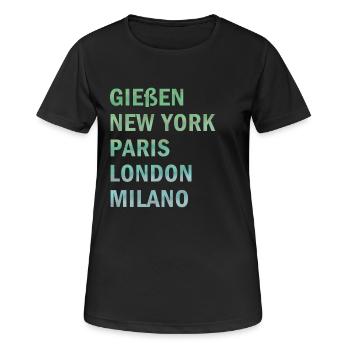 Metropole Gießen - Frauen T-Shirt atmungsaktiv - Schwarz - Vorne - AI Model Female 172 light (172cm)