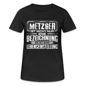 METZGER - Leben - Frauen T-Shirt atmungsaktiv - Schwarz - Vorne - AI Model Female 172 light (172cm)
