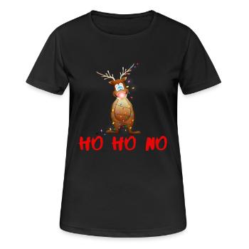 HO HO NO Reindeer Rudolf with the red nose - Women's Breathable T-Shirt - black - Front - AI Model Female 172 light (172cm)