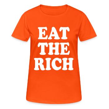 Eat the rich - T-shirt respirant Femme - orange néon - Devant - AI Model Female 172 dark (172cm)