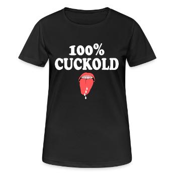 cuckold - Frauen T-Shirt atmungsaktiv - Schwarz - Vorne - AI Model Female 172 light (172cm)