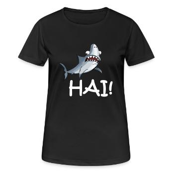 Requin avec inscription - T-shirt respirant Femme - noir - Devant - AI Model Female 172 light (172cm)
