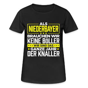 NIEDERBAYER - Böller - Frauen T-Shirt atmungsaktiv - Schwarz - Vorne - AI Model Female 172 light (172cm)