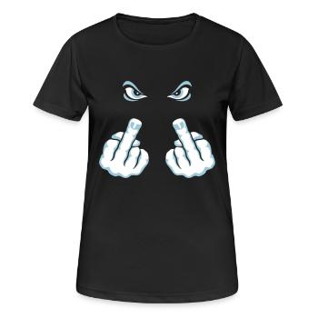 Stinkefinger (Fuck Off / Fuck You) - Frauen T-Shirt atmungsaktiv - Schwarz - Vorne - AI Model Female 172 light (172cm)