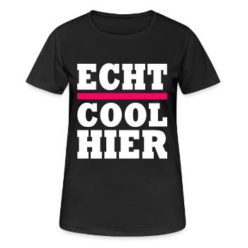 Echt cool hier - Frauen T-Shirt atmungsaktiv - Schwarz - Vorne - AI Model Female 172 light (172cm)