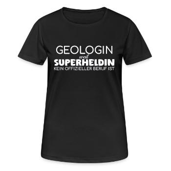 Geologist Superheroine Geology - Women's Breathable T-Shirt - black - Front - AI Model Female 172 light (172cm)