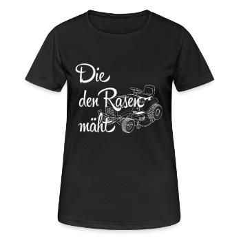 Die den Rasen maeht Rasentraktor I - Frauen T-Shirt atmungsaktiv - Schwarz - Vorne - AI Model Female 172 light (172cm)