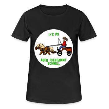 Pferdammt schnell - Frauen T-Shirt atmungsaktiv - Schwarz - Vorne - AI Model Female 172 light (172cm)