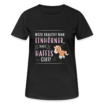 Wozu Einhörner Haflinger - Frauen T-Shirt atmungsaktiv - Schwarz - Vorne - AI Model Female 172 light (172cm)