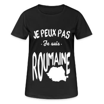 Je peux pas je suis Roumaine - T-shirt respirant Femme - noir - Devant - AI Model Female 172 light (172cm)