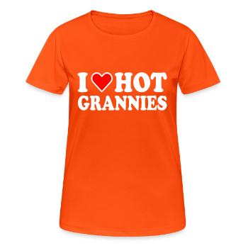I love hot grannies - Frauen T-Shirt atmungsaktiv - Neonorange - Vorne - AI Model Female 172 dark (172cm)