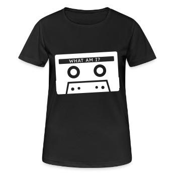 Was ist eine Kassette - Frauen T-Shirt atmungsaktiv - Schwarz - Vorne - AI Model Female 172 light (172cm)
