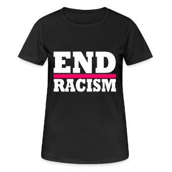 End Racism - Frauen T-Shirt atmungsaktiv - Schwarz - Vorne - AI Model Female 172 light (172cm)