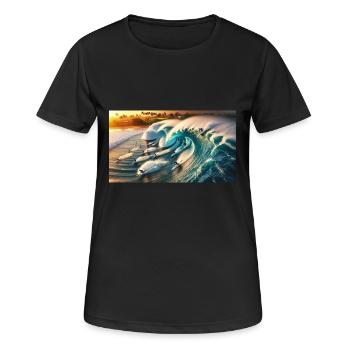Pipelining von Surfern - Frauen T-Shirt atmungsaktiv - Schwarz - Vorne - AI Model Female 172 light (172cm)