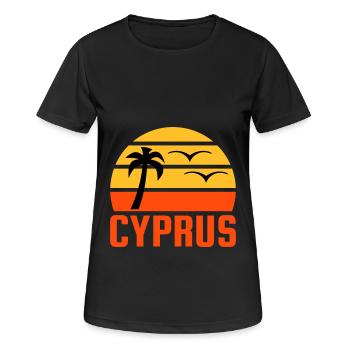 Cyprus (Halbsonne, Palme, zwei Vögel) - Frauen T-Shirt atmungsaktiv - Schwarz - Vorne - AI Model Female 172 light (172cm)