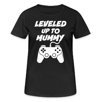 Leveled up to Mummy - Women's Breathable T-Shirt - black - Front - AI Model Female 172 light (172cm)