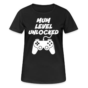 Mutter-Level freigeschaltet - Frauen T-Shirt atmungsaktiv - Schwarz - Vorne - AI Model Female 172 light (172cm)