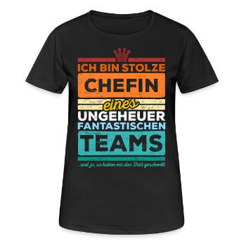 Stolze Chefin Team Geschenk - Frauen T-Shirt atmungsaktiv - Schwarz - Vorne - AI Model Female 172 light (172cm)