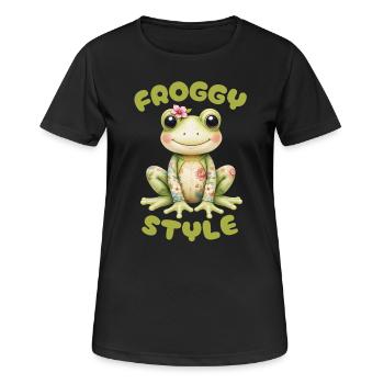Froggy Style - Cute Frog - Women's Breathable T-Shirt - black - Front - AI Model Female 172 light (172cm)
