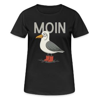Moin Seagull avec Monocle - T-shirt respirant Femme - noir - Devant - AI Model Female 172 light (172cm)