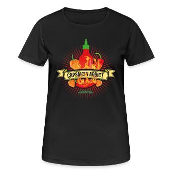 Capsaicin Addict - Frauen T-Shirt atmungsaktiv - Schwarz - Vorne - AI Model Female 172 light (172cm)