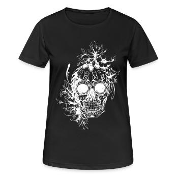 Totenkopf - Frauen T-Shirt atmungsaktiv - Schwarz - Vorne - AI Model Female 172 light (172cm)