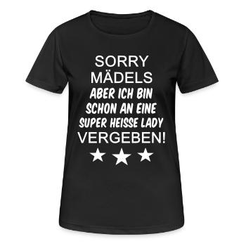 Sorry Mädels vergeben - Frauen T-Shirt atmungsaktiv - Schwarz - Vorne - AI Model Female 172 light (172cm)