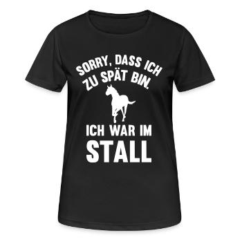Sorry dass ich zu spät bin ich war im Stall - Frauen T-Shirt atmungsaktiv - Schwarz - Vorne - AI Model Female 172 light (172cm)