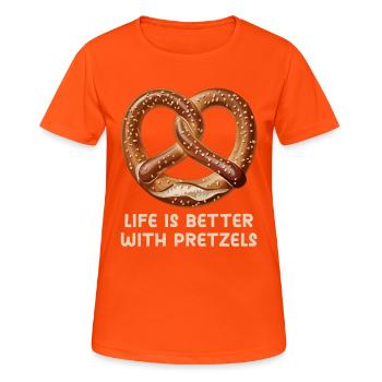 Brezeln Spruch Brezel Laugenbrezel Bäcker - Frauen T-Shirt atmungsaktiv - Neonorange - Vorne - AI Model Female 172 dark (172cm)