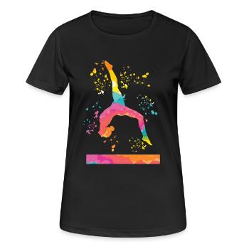 Turnerin Schwebebalken Kunstturnen - Frauen T-Shirt atmungsaktiv - Schwarz - Vorne - AI Model Female 172 light (172cm)