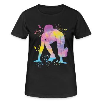 Sprinter Colorsplash Sprintender Sprint - Frauen T-Shirt atmungsaktiv - Schwarz - Vorne - AI Model Female 172 light (172cm)