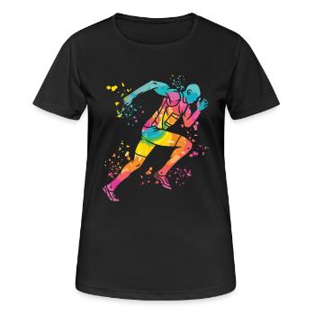 Sprinter Colorsplash Sprintender Sprint - Frauen T-Shirt atmungsaktiv - Schwarz - Vorne - AI Model Female 172 light (172cm)