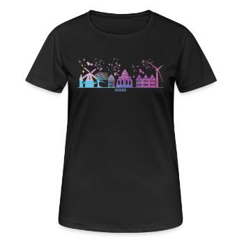 Nord Horizon Coloré Paysage urbain Nord - T-shirt respirant Femme - noir - Devant - AI Model Female 172 light (172cm)