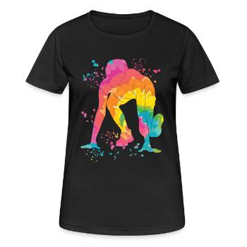 Sprinter Colorsplash Sprintender Sprint - Frauen T-Shirt atmungsaktiv - Schwarz - Vorne - AI Model Female 172 light (172cm)
