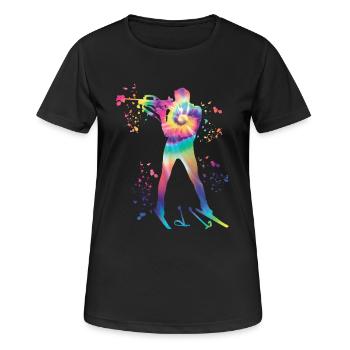 Biathlet Nordische Kombination Biathlon - Frauen T-Shirt atmungsaktiv - Schwarz - Vorne - AI Model Female 172 light (172cm)